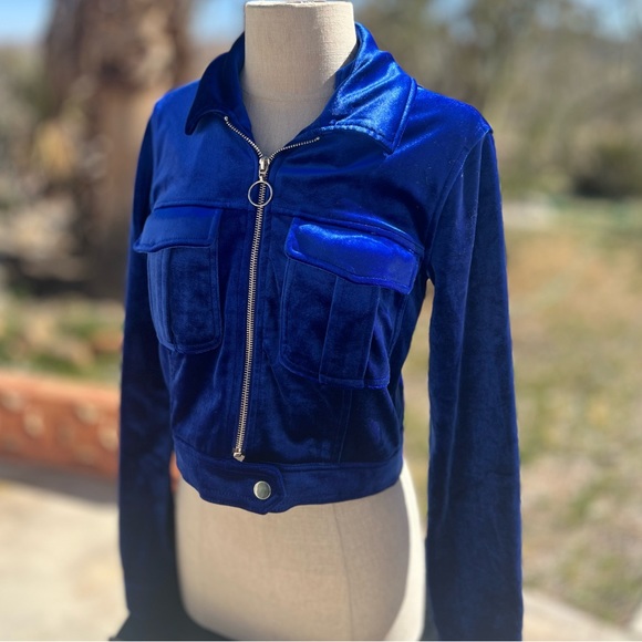 Royal Blue Velvet Jacket - Picture 6 of 7